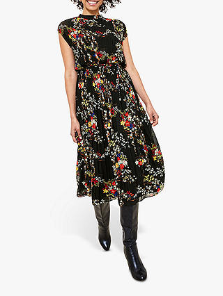 Oasis Floral Pleat Dress, Multi