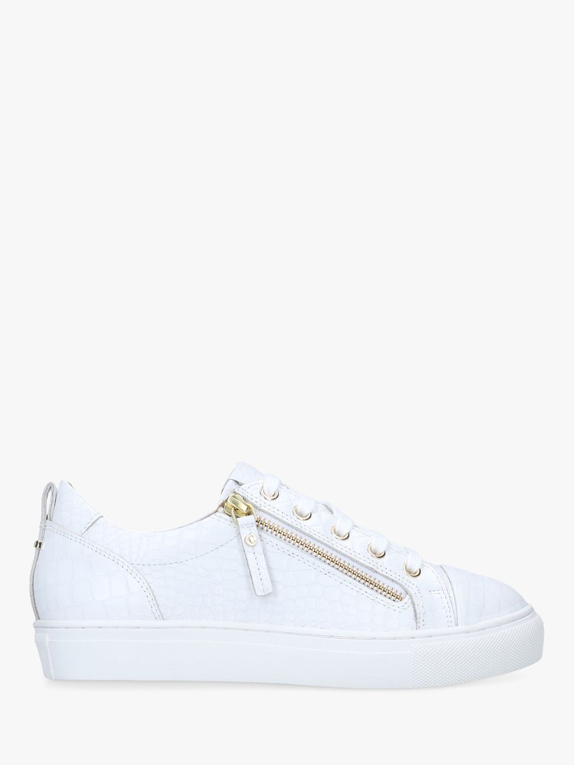 Carvela Logan Leather Lace Up Trainers, White at John Lewis & Partners