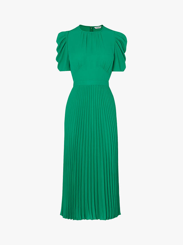 L.K.Bennett Avalon Crepe Pleated Dress, Bright Green at John Lewis ...