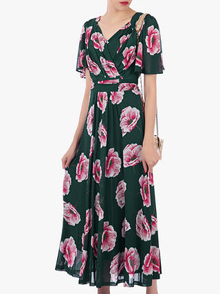 Jolie Moi Floral Print Mesh Maxi Dress, Teal/Multi