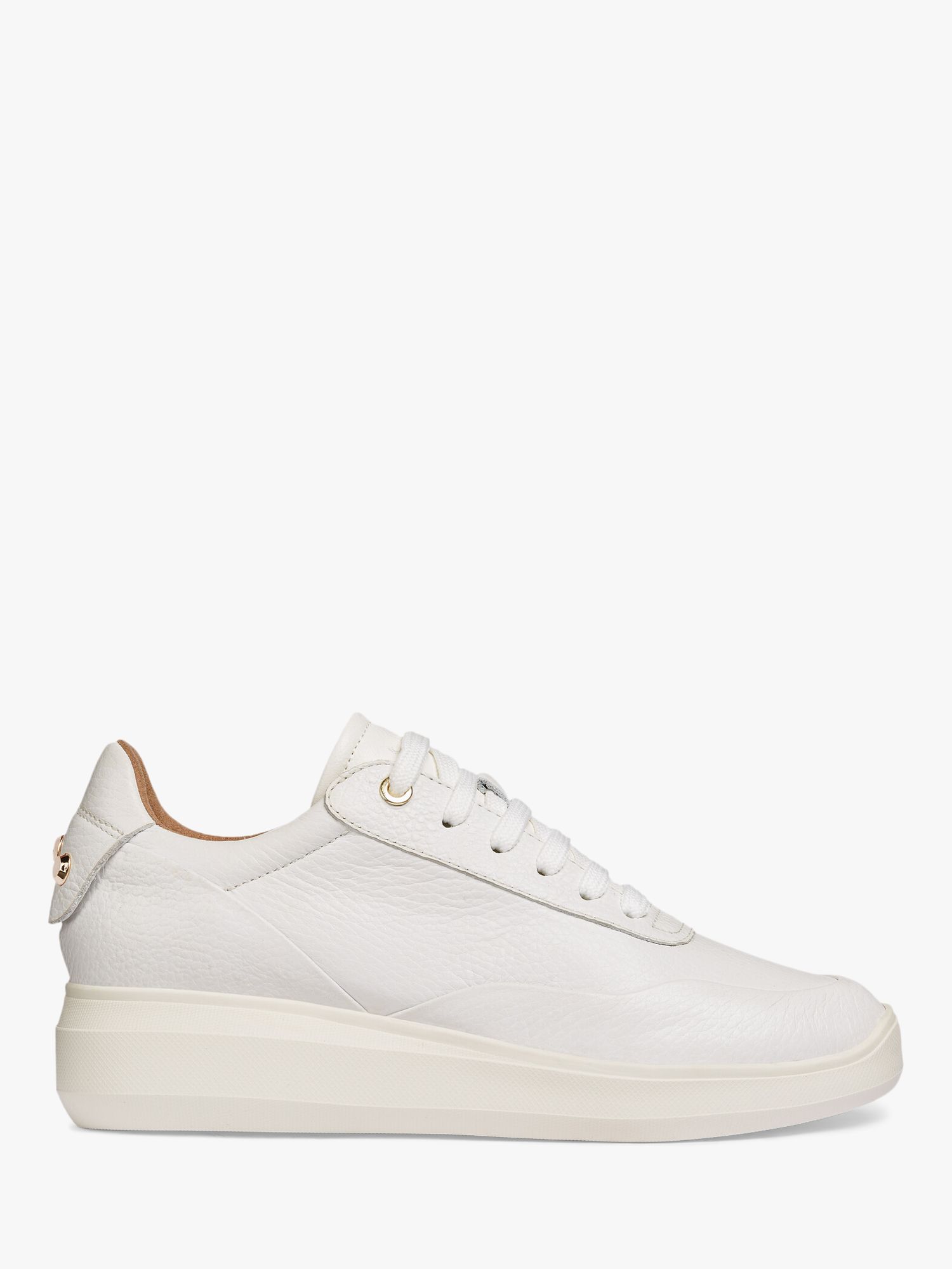Geox Women's Rubidia Perforated Leather Trainers, White at John Lewis & Partners