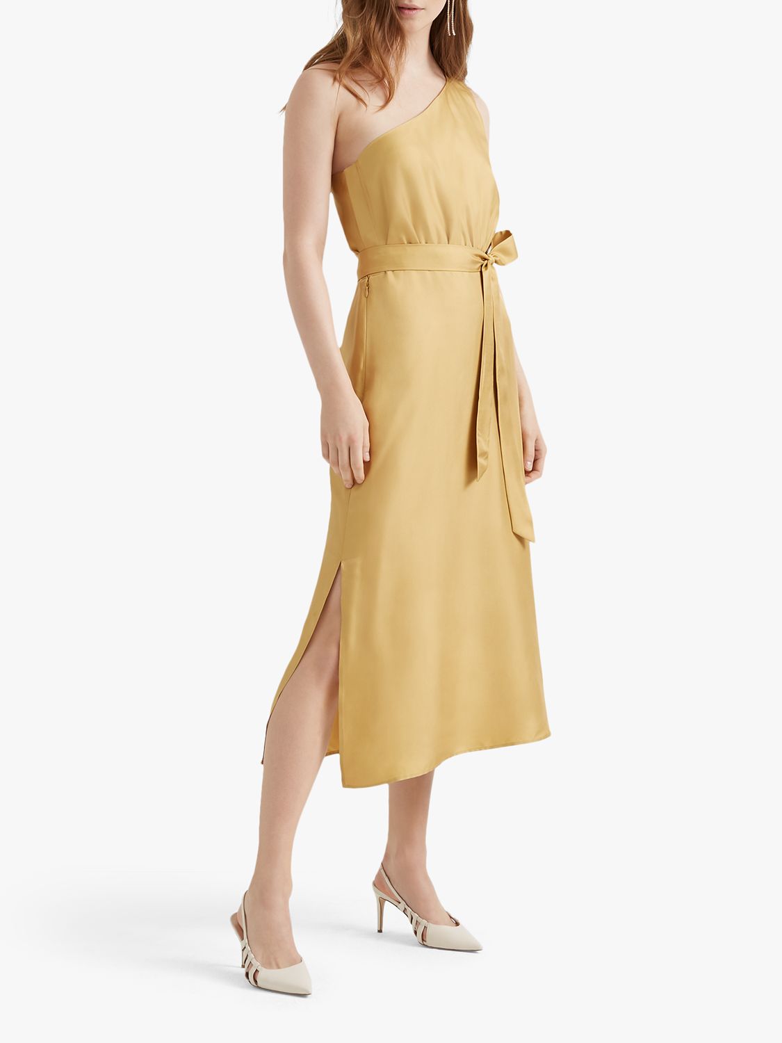Club Monaco Asymmetrical Waisted Midi Dress, Yellow
