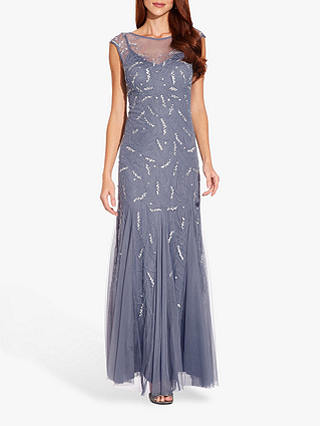 Adrianna Papell Cap Sleeve Beaded Gown, Cool Wisteria
