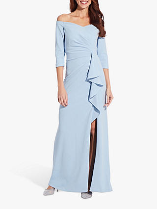 Adrianna Papell Off Shoulder Crepe Dress, Blue Mist