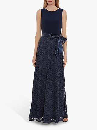 Gina Bacconi Marge Jersey Lace Maxi Dress, Spring Navy