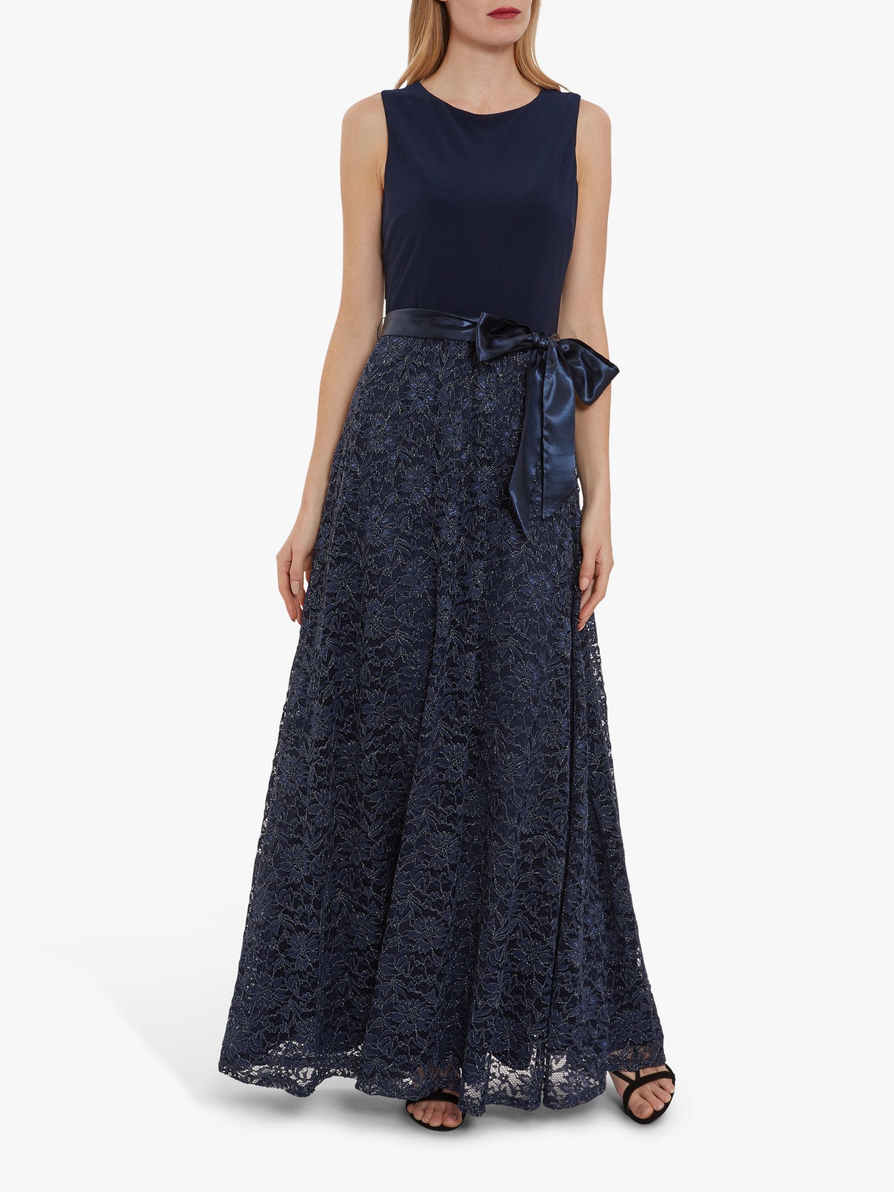 Gina Bacconi Marge Jersey Lace Maxi Dress, Spring Navy