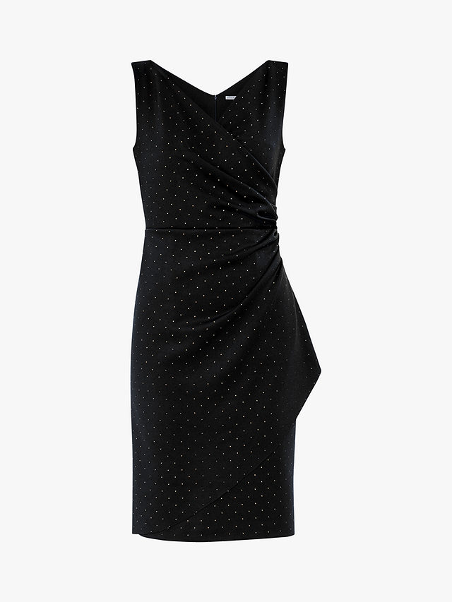 Gina Bacconi Tessie Stud Wrap Dress, Black/Gold, 10