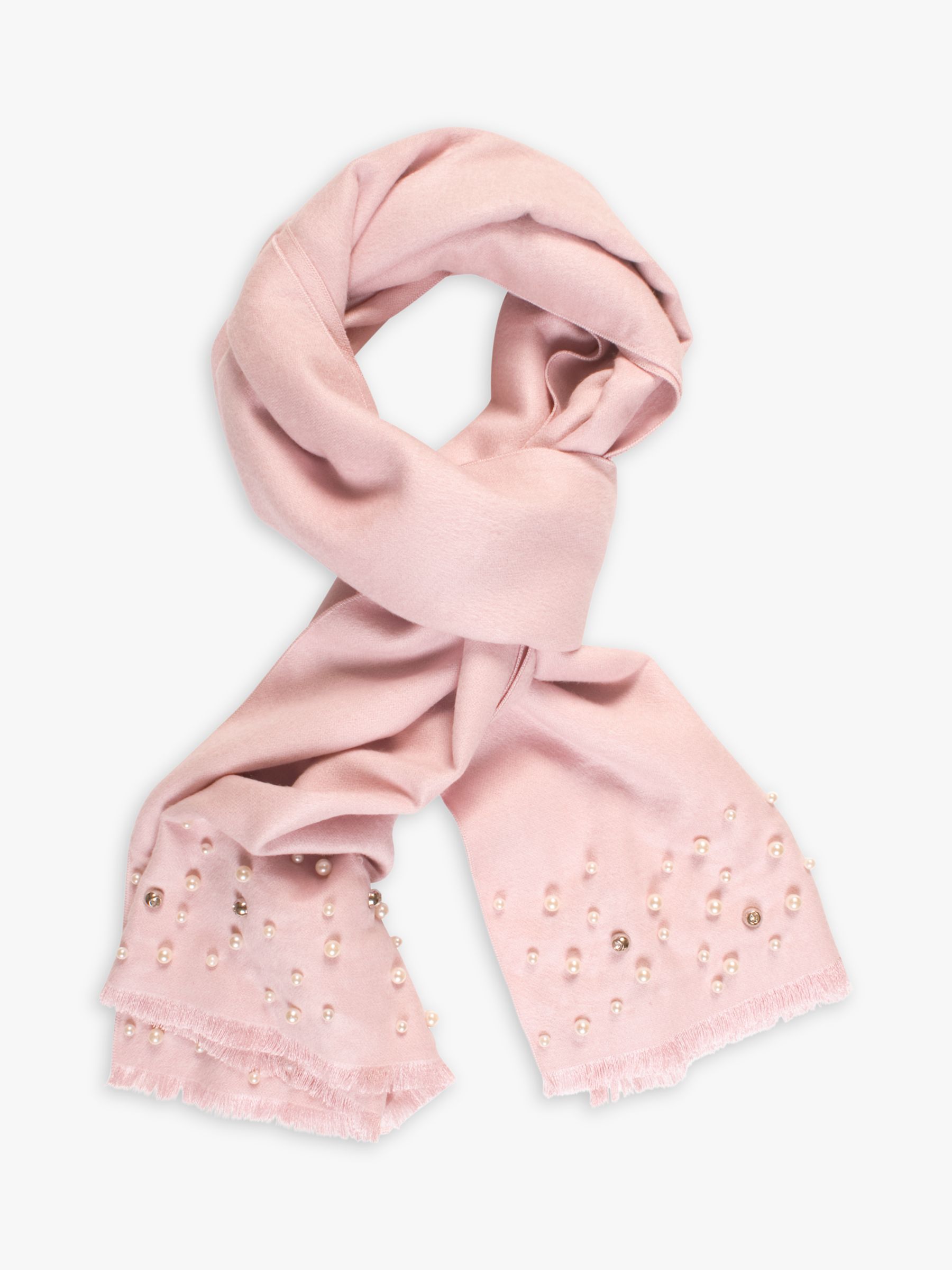 chesca Pearl Pashmina Diamond Studded Scarf, Pink at John Lewis & Partners
