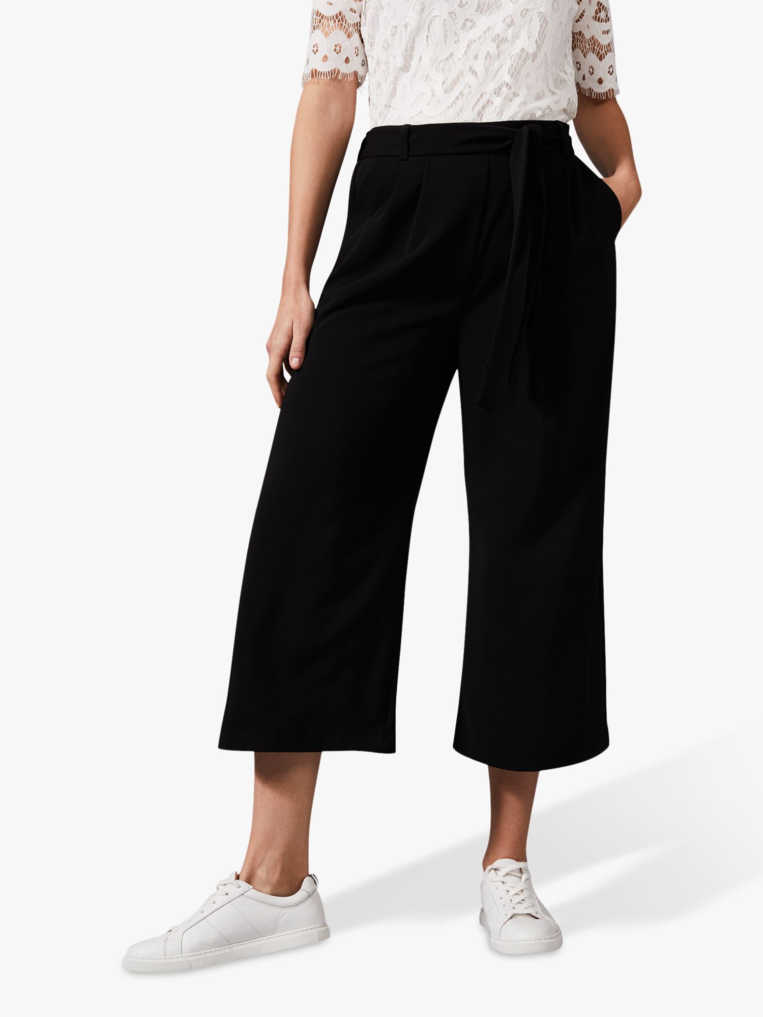 Phase Eight Magma Tie Waist Culottes, Black