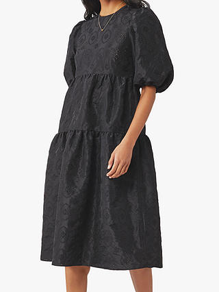 Ghost Aletta Embroidered Midi Dress, Black