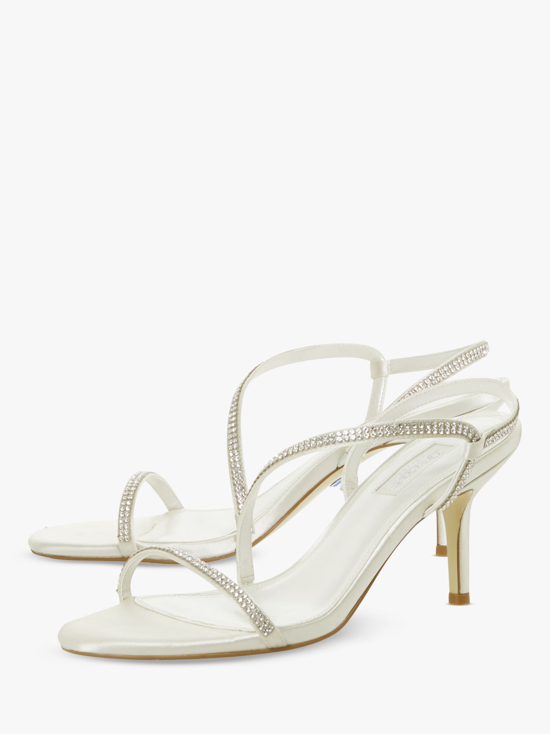 Dune Marion Crystal Barely There Heeled Sandals, Ivory at John Lewis ...