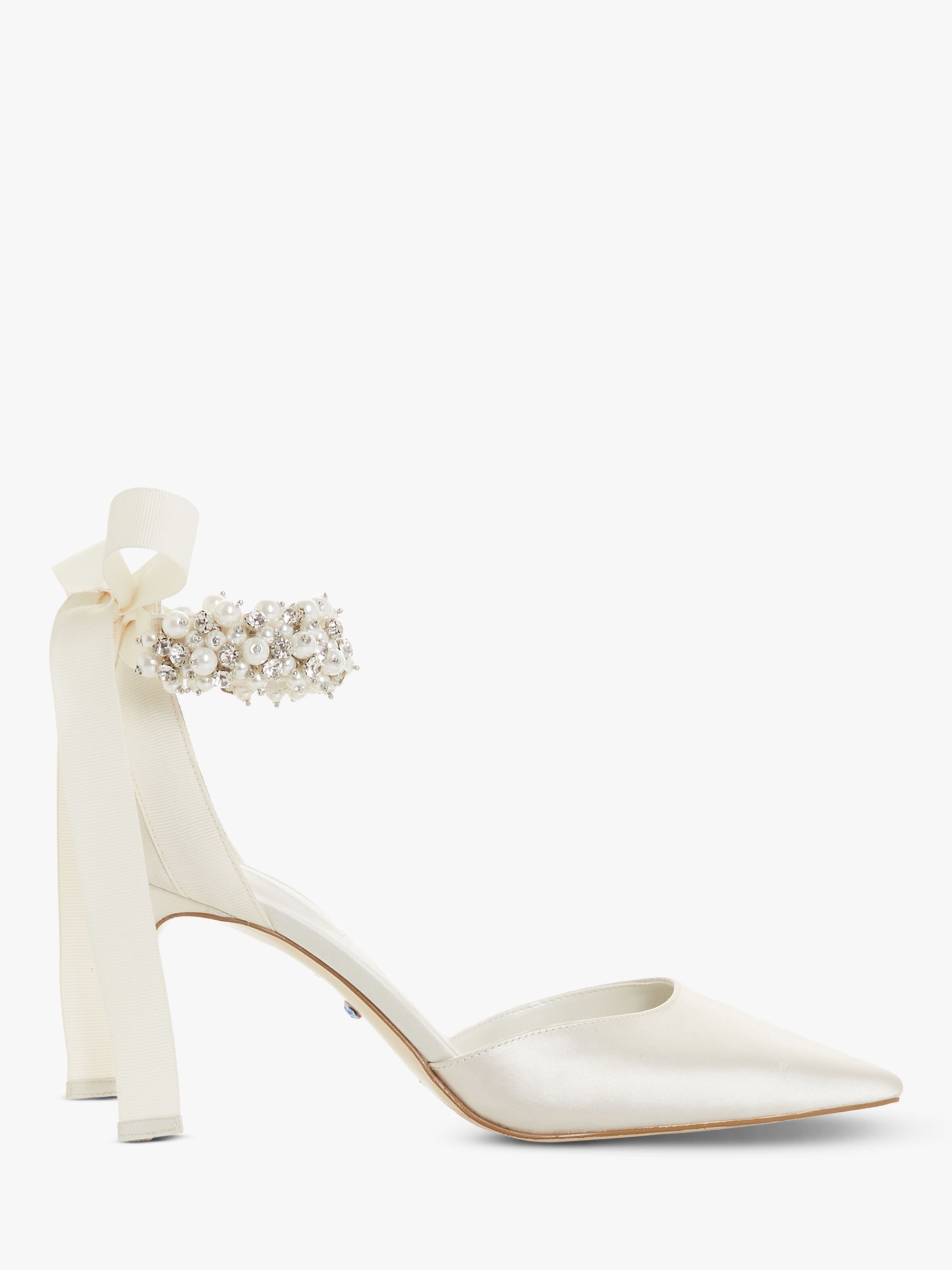 Dune Bridal Collection Clarette  Embellished Ankle Strap Court Shoes, Ivory