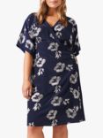 Studio 8 Lucinda Floral Embroidery Flared Dress, Navy/Silver