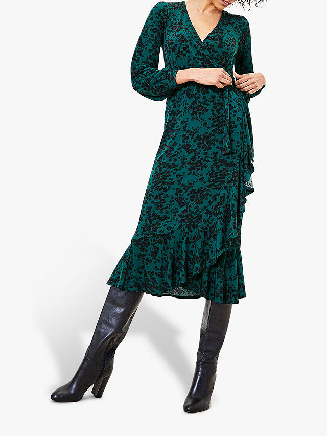 Oasis Leopard Print Wrap Dress, Green/Multi