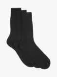 John Lewis Made in Italy Mercerised Cotton Socks, Pack of 3, Black