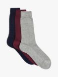John Lewis Made in Italy Cotton Textured Socks, Pack of 3, Multi