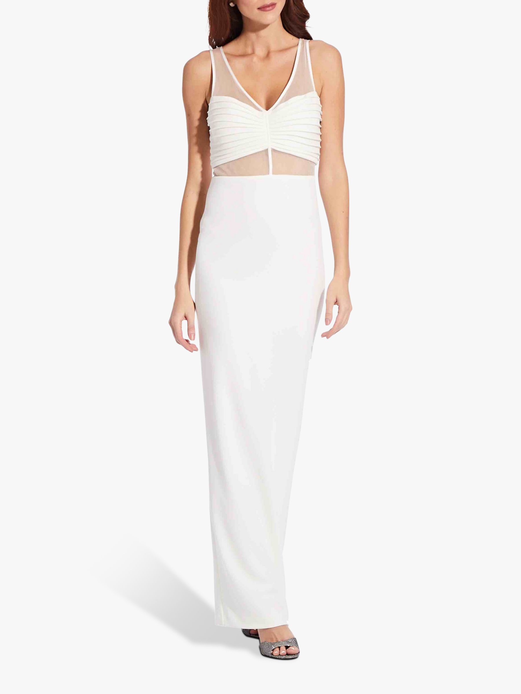 Adrianna Papell Illusion Crepe Dress, Ivory at John Lewis & Partners