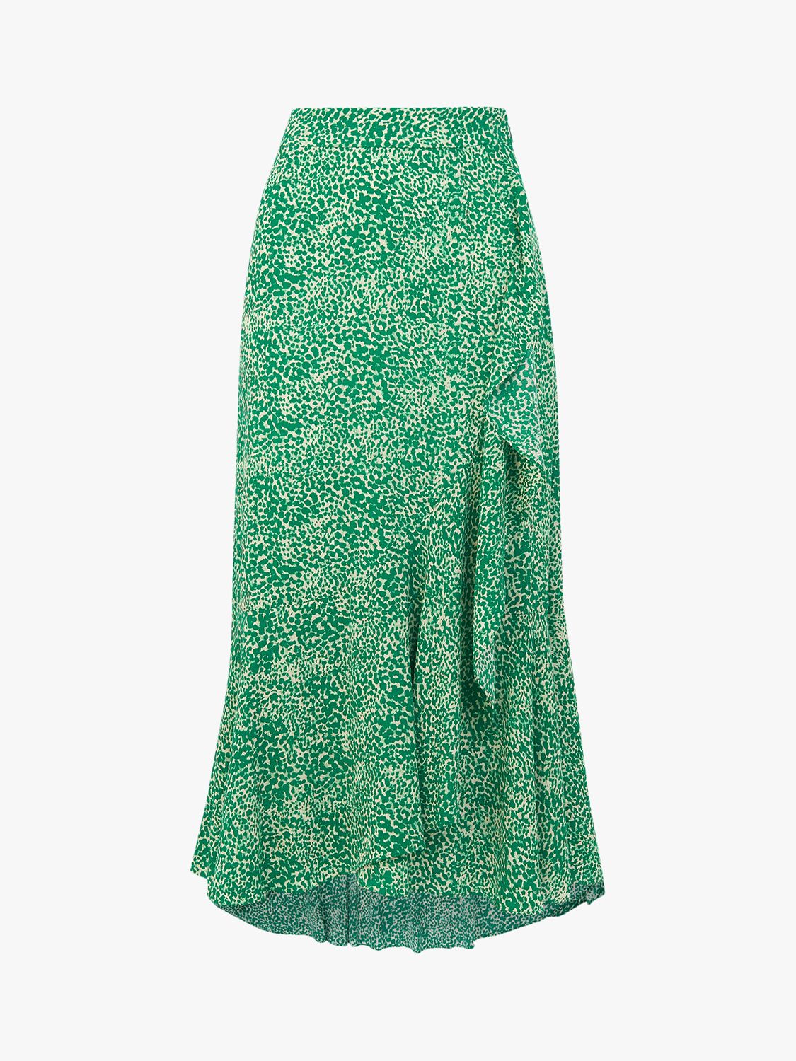 Whistles Blotted Animal Print Wrap Skirt, Green/Multi