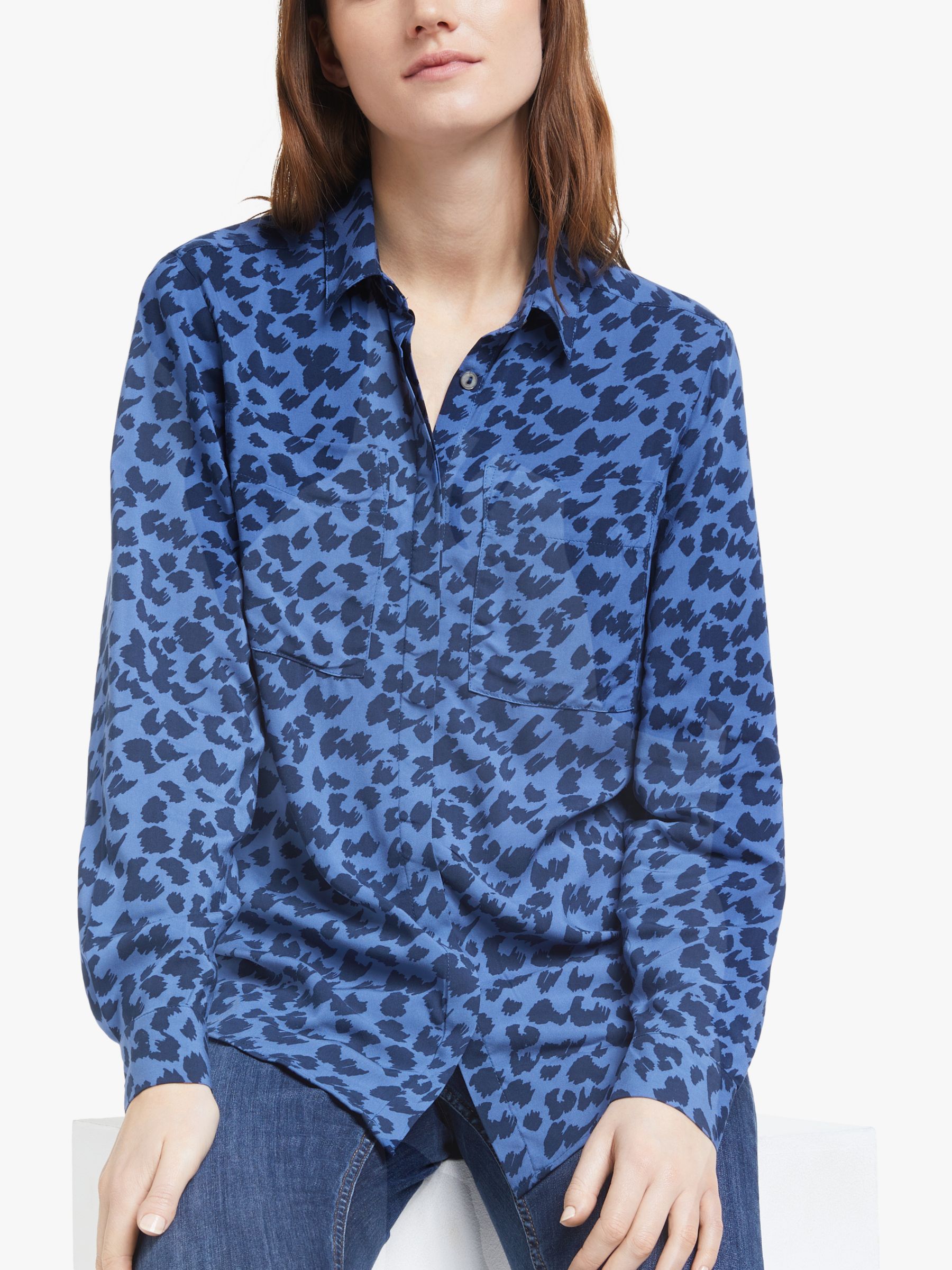 John Lewis & Partners Animal Print Shirt, Blue/Multi