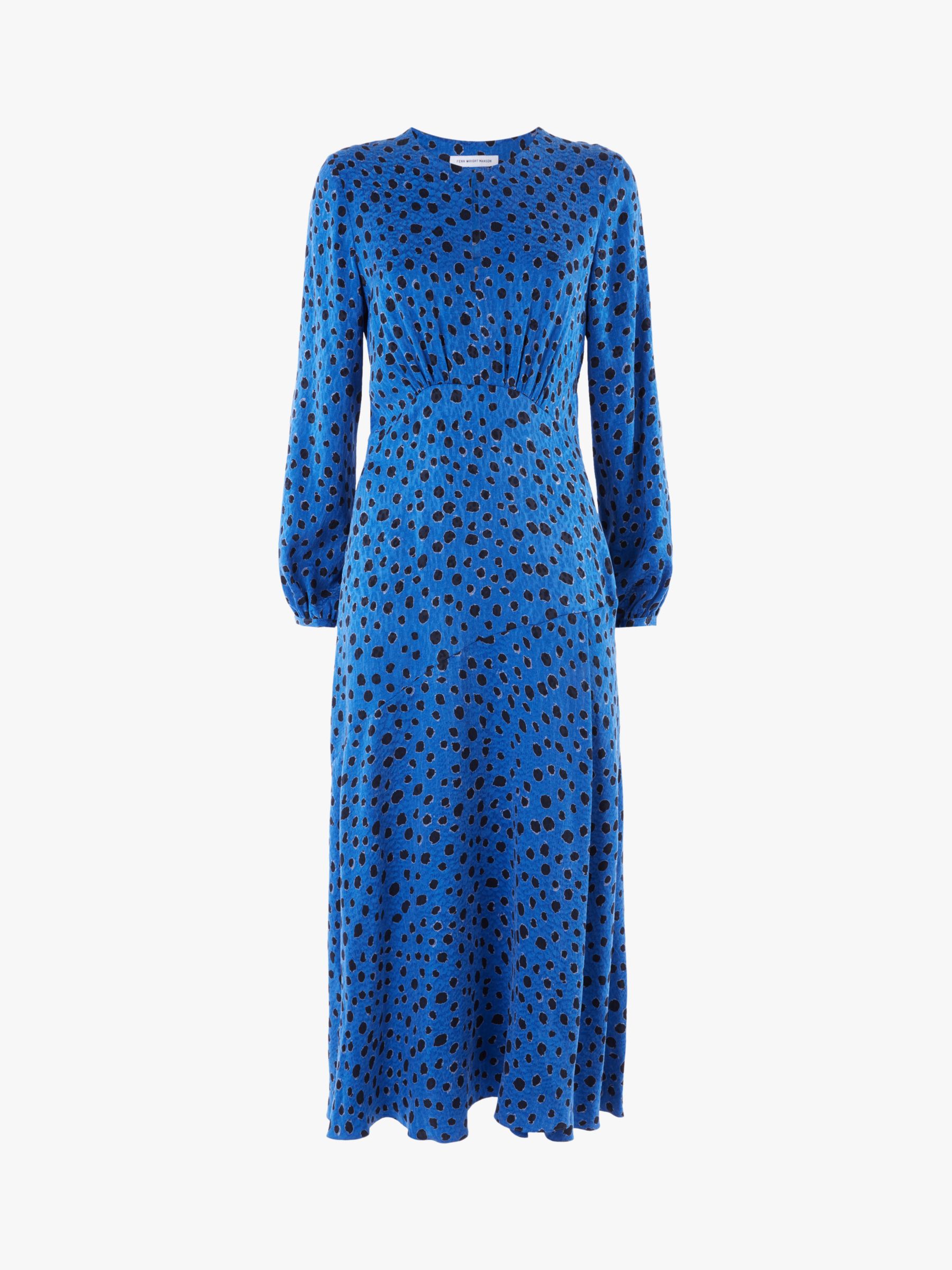 Fenn Wright Manson Flavie Spot Print Midi Dress, Blue/Black