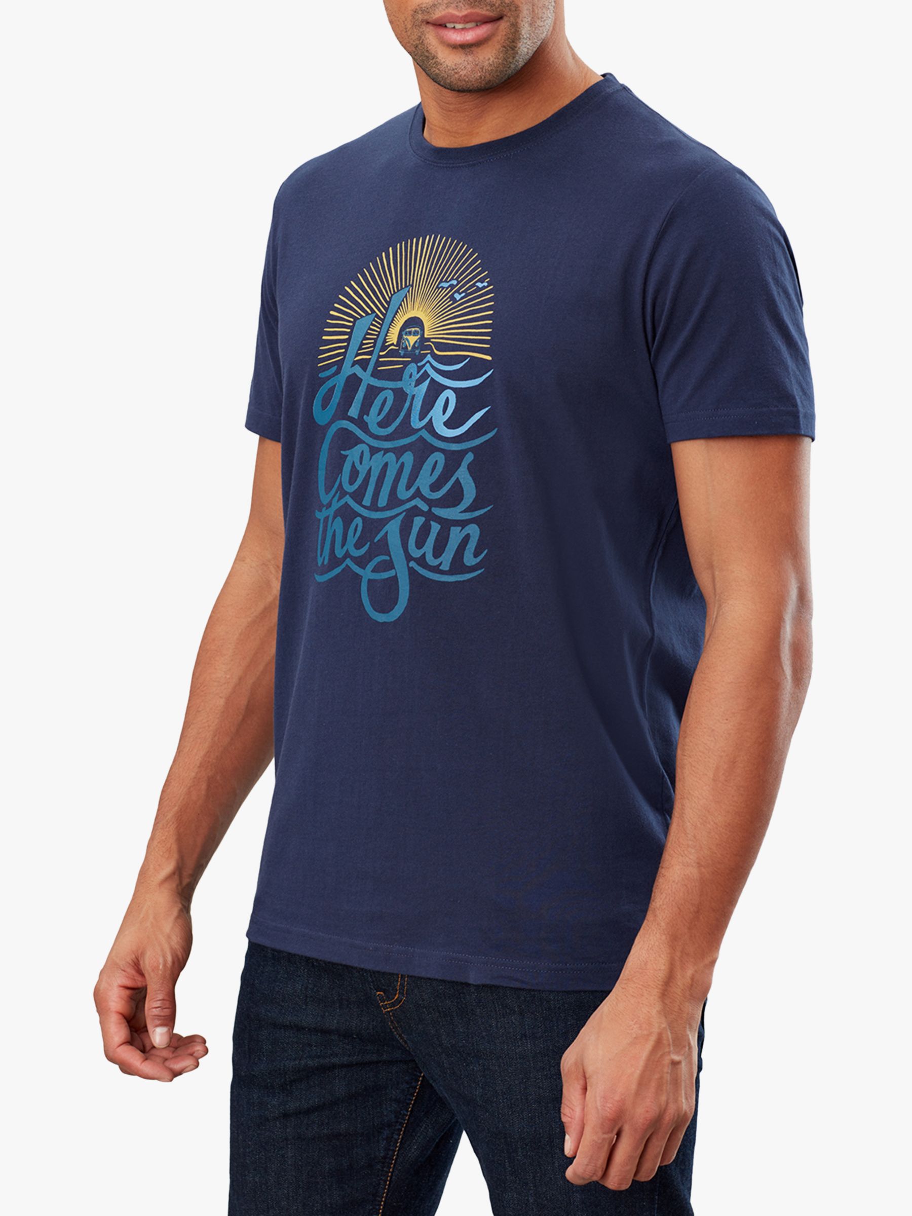 Joules Flynn Graphic Cotton T-Shirt, Marine Navy
