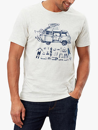 Joules Flynn Graphic Cotton T-Shirt, Cream