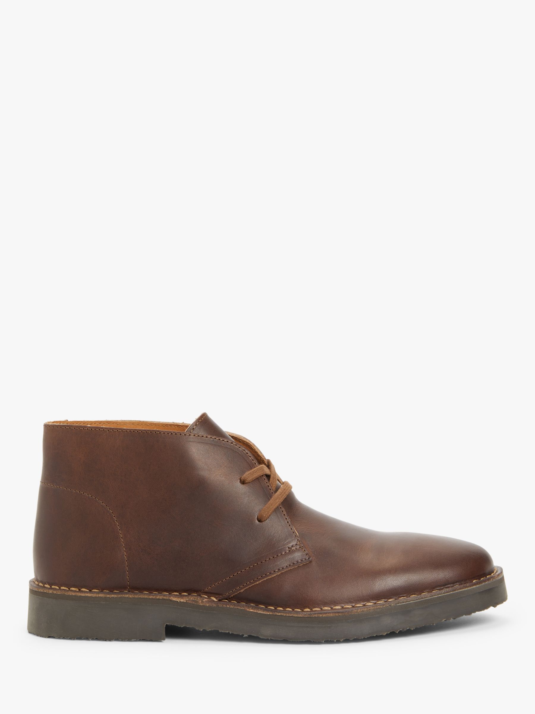 John Lewis & Partners Fiennes Leather Desert Boots, Brown at John Lewis ...