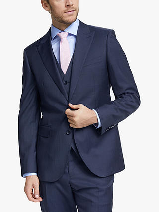 John Lewis & Partners Barberis Wool Tailored Suit Jacket, Blue
