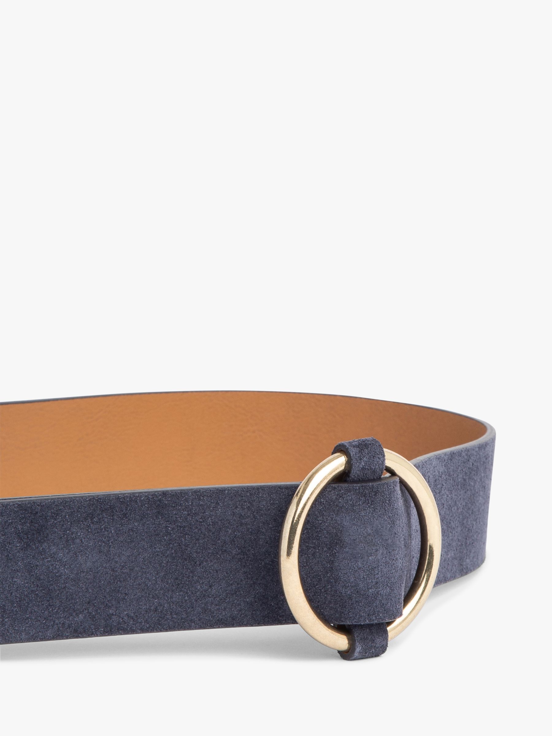 Gerard Darel Round Buckle Suede Belt, Navy at John Lewis & Partners