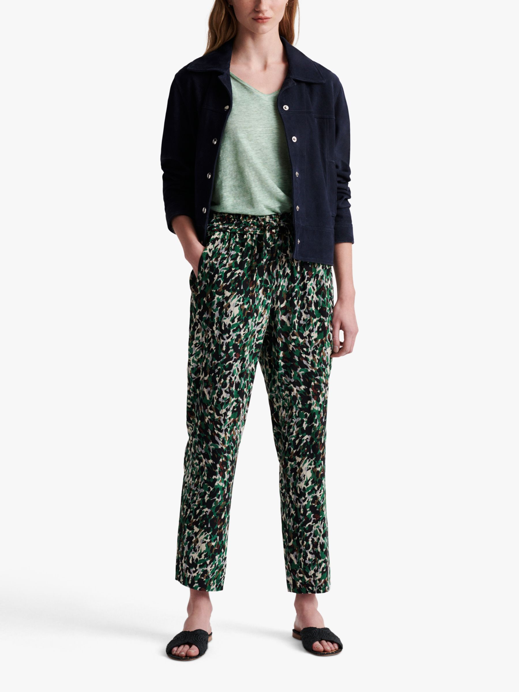 Gerard Darel Marina Silk Camo Trousers, Green at John Lewis & Partners