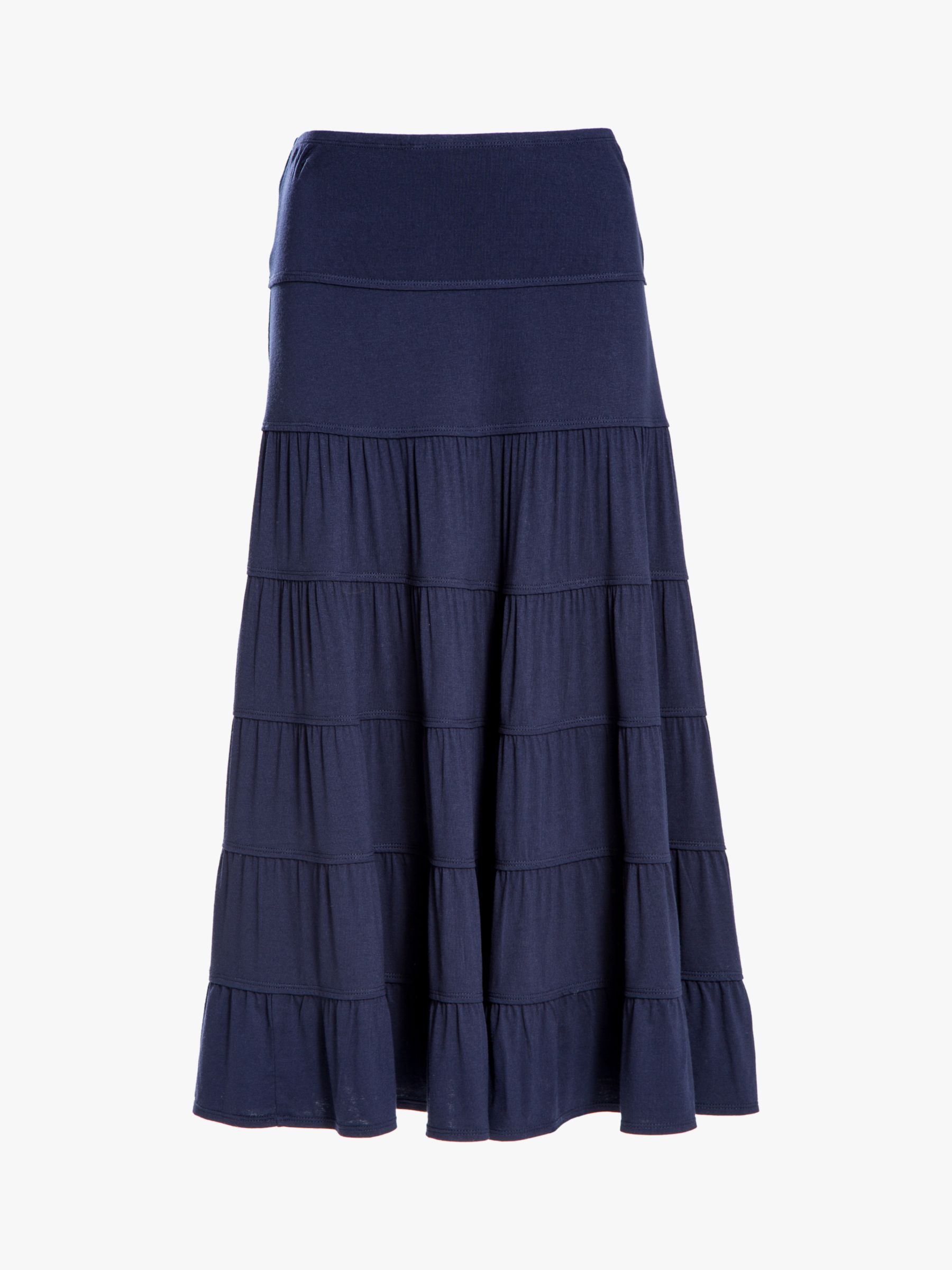 Max Studio Tiered Jersey Skirt, Navy at John Lewis & Partners