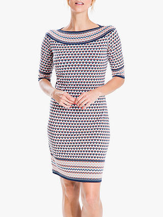 Max Studio Geometric Jersey Dress, Navy/Coral