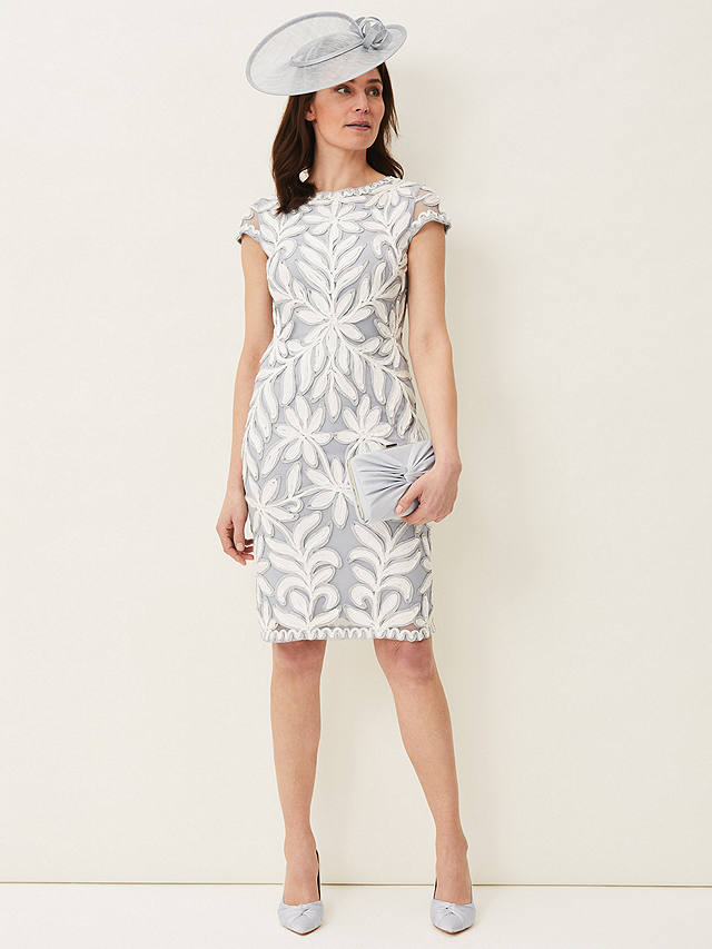Phase Eight Isobel Tapework Dress, Mineral/Ivory