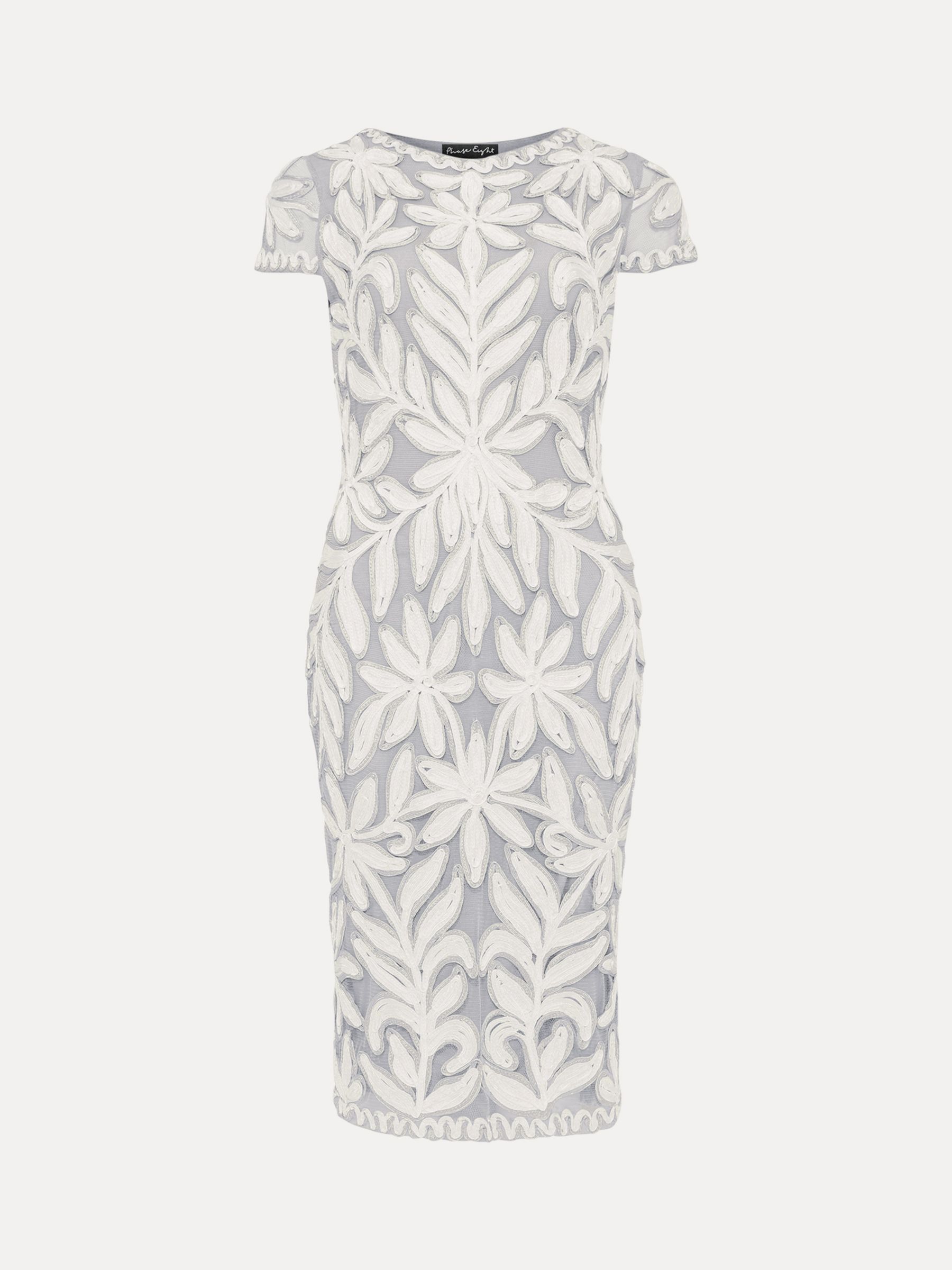 Phase Eight Isobel Tapework Dress, Mineral/Ivory at John Lewis & Partners