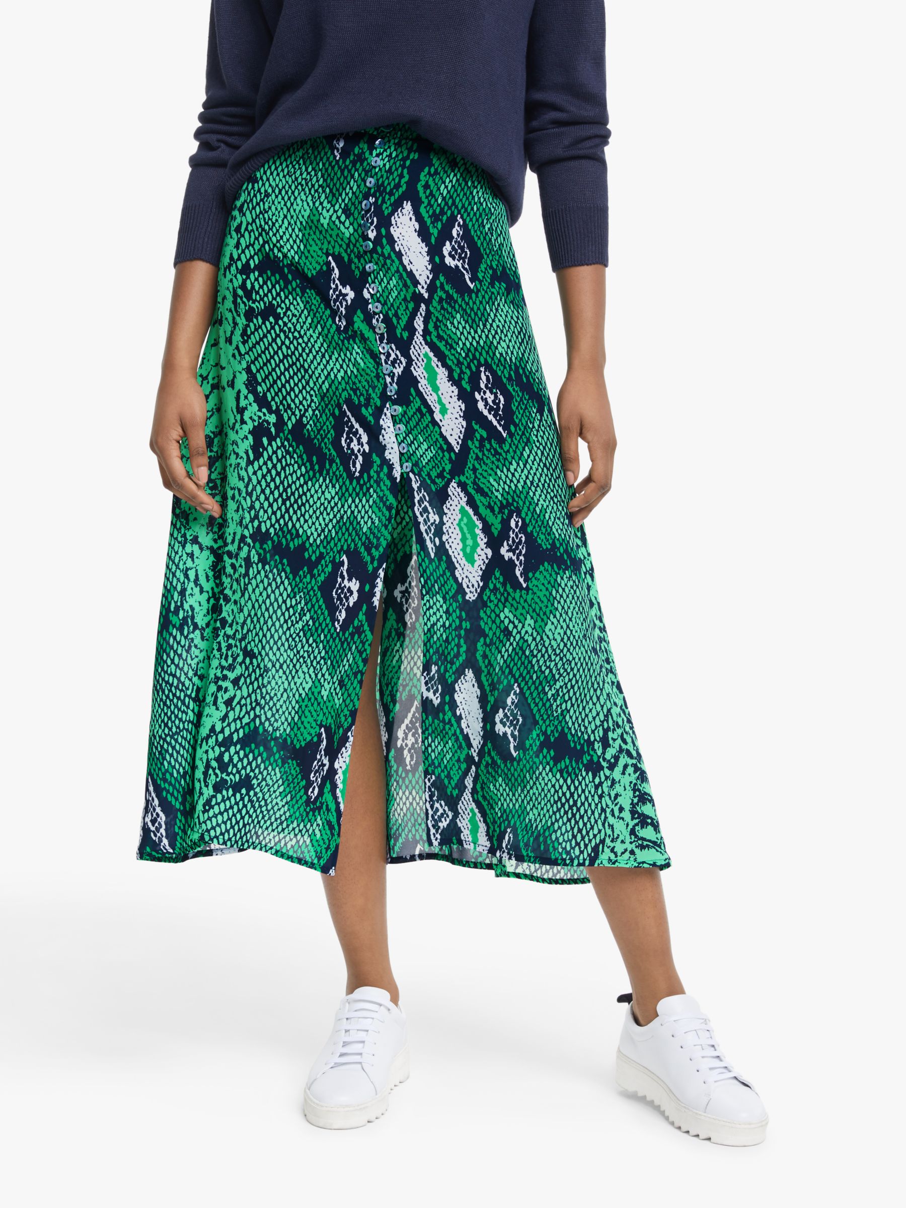 Mercy Delta Moulton Snake Print Skirt, Green at John Lewis & Partners