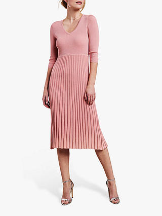 Pure Collection Pleat Detail V Neck Knitted Dress