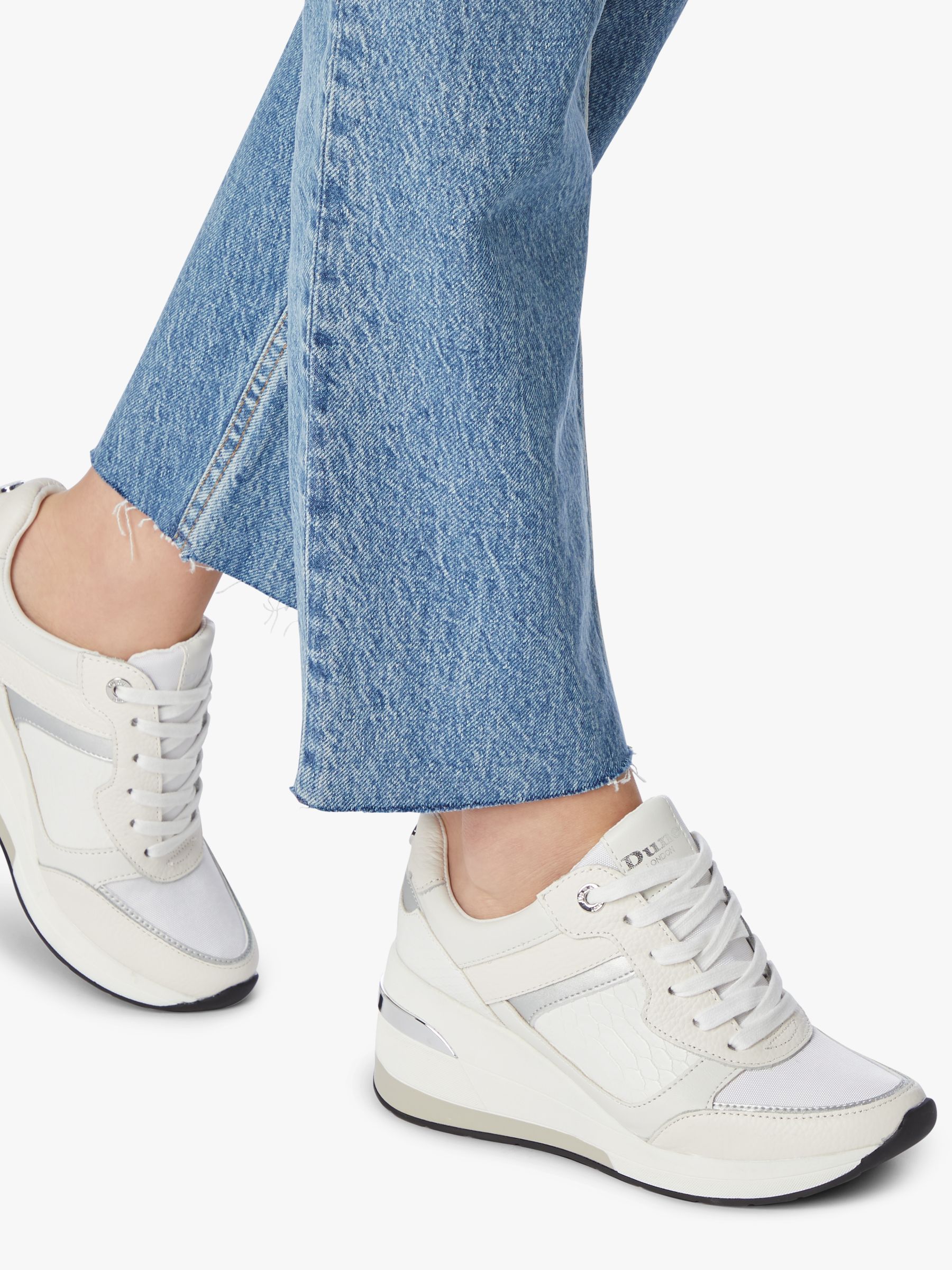 Dune Easton Wedge Heel Trainers, White at John Lewis & Partners