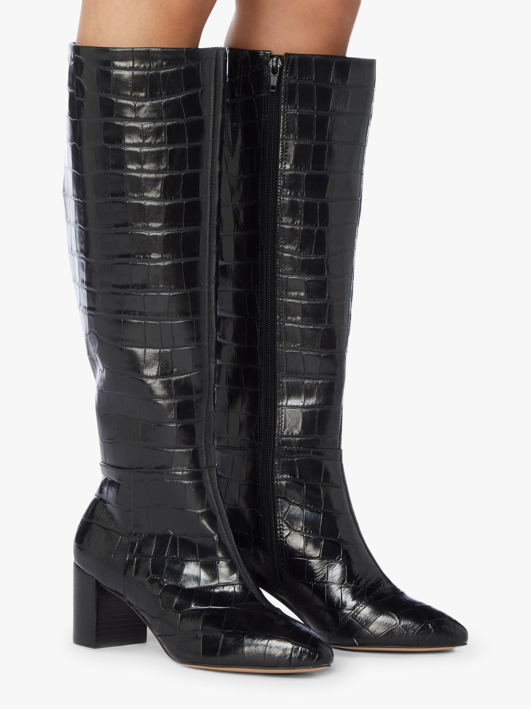 black croc print boots