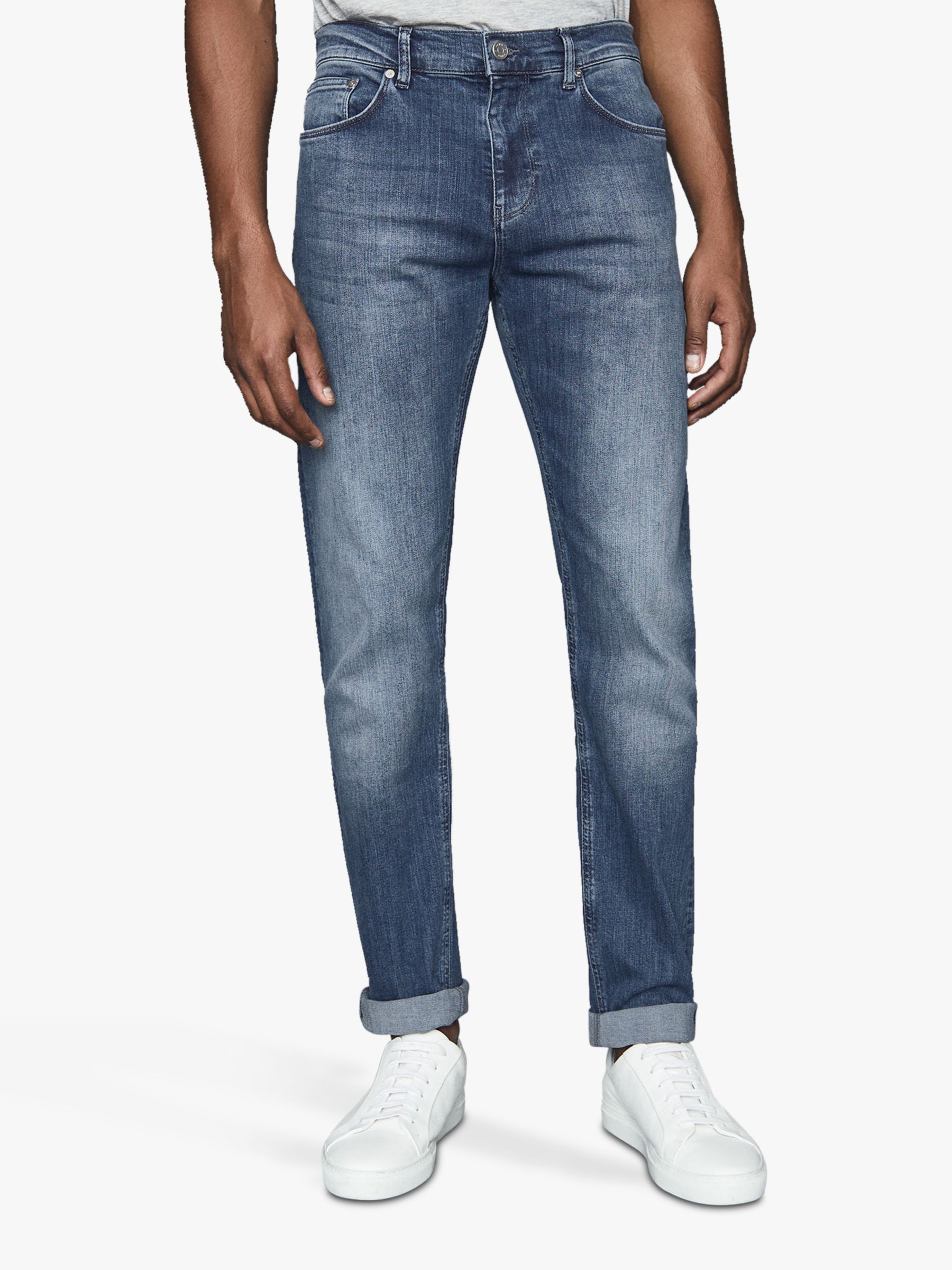 Reiss Pride Washed Slim Fit Jeans, Airforce Blue