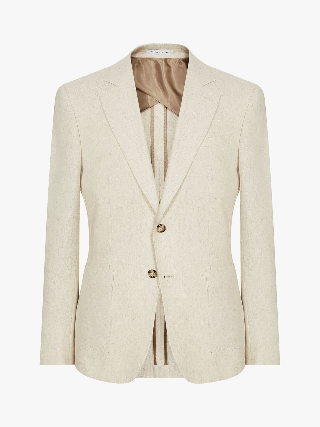 Reiss Rack Cotton Linen Crepe Suit Jacket, Stone
