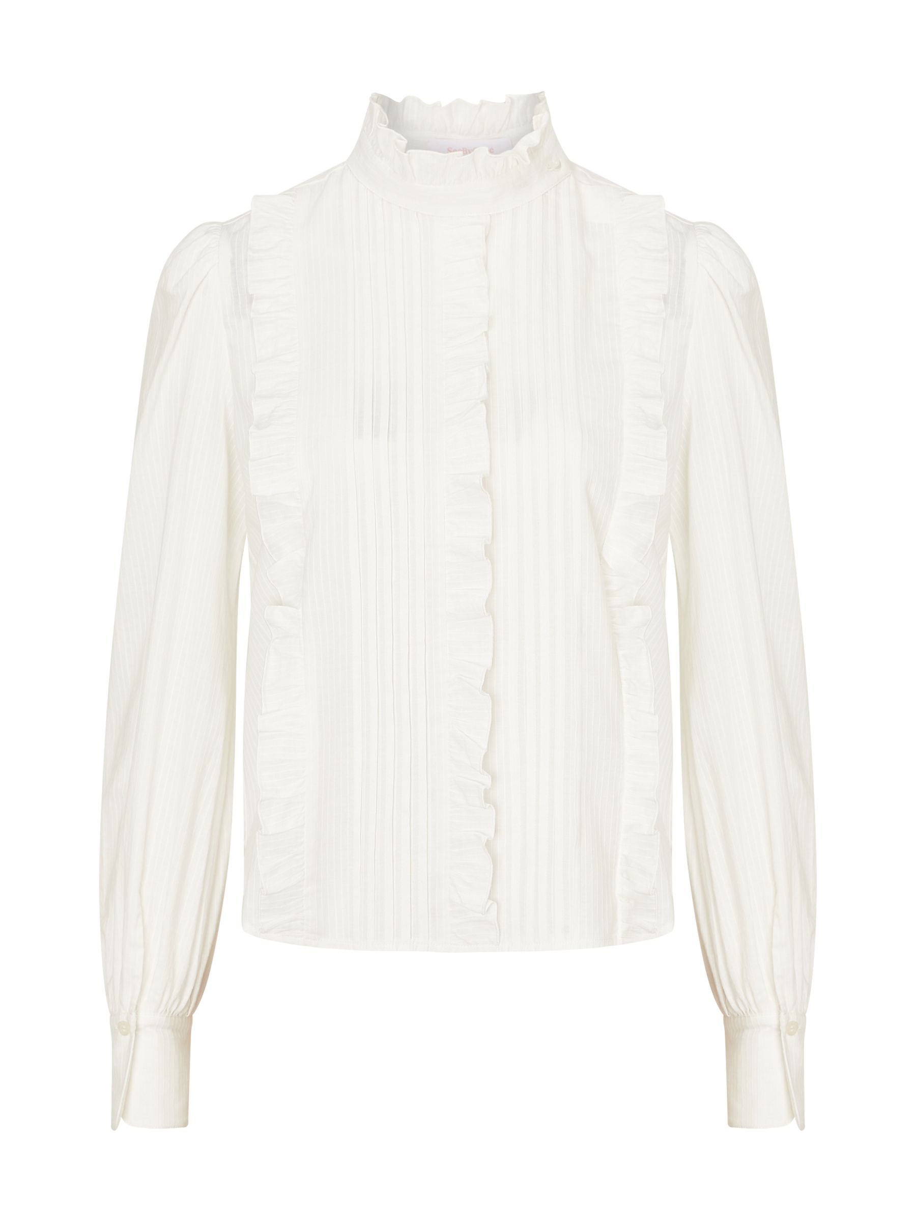 See By Chloé High Neck Ruffle Blouse, Iconic Milk at John Lewis & Partners