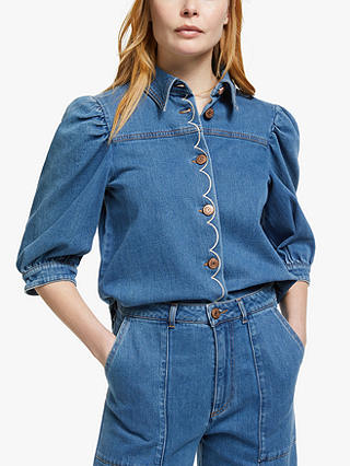 See By Chloé Denim Scallop Blouse, Truly Navy