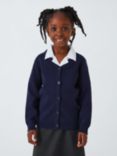 John Lewis Unisex Cotton V-Neck School Cardigan, Navy