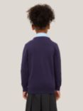 John Lewis Girls' Cotton Double Pocket Easy Care Cardigan, Navy