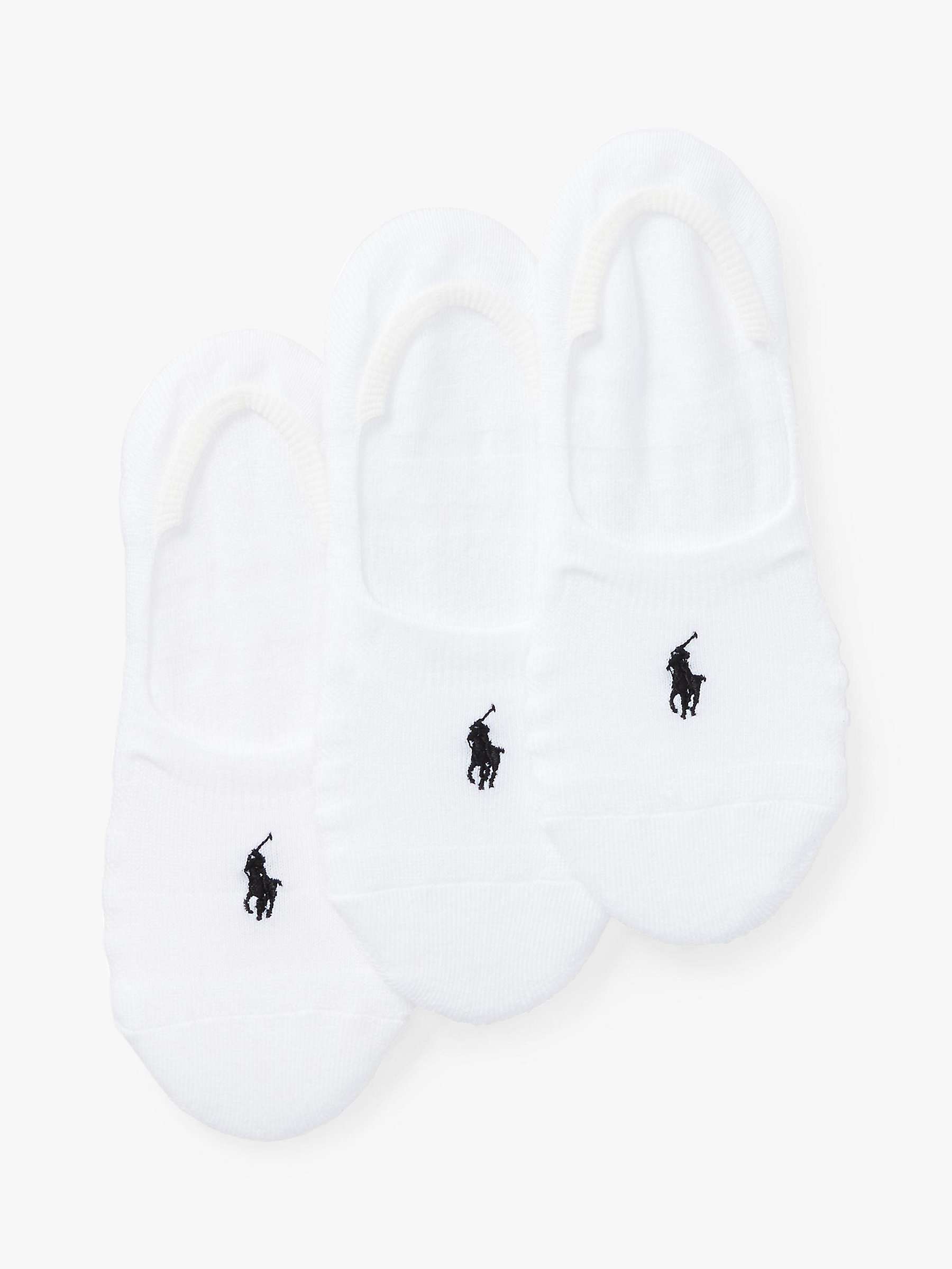 Buy Polo Ralph Lauren Logo Trainers Socks, Pack of 3, White/Black Online at johnlewis.com