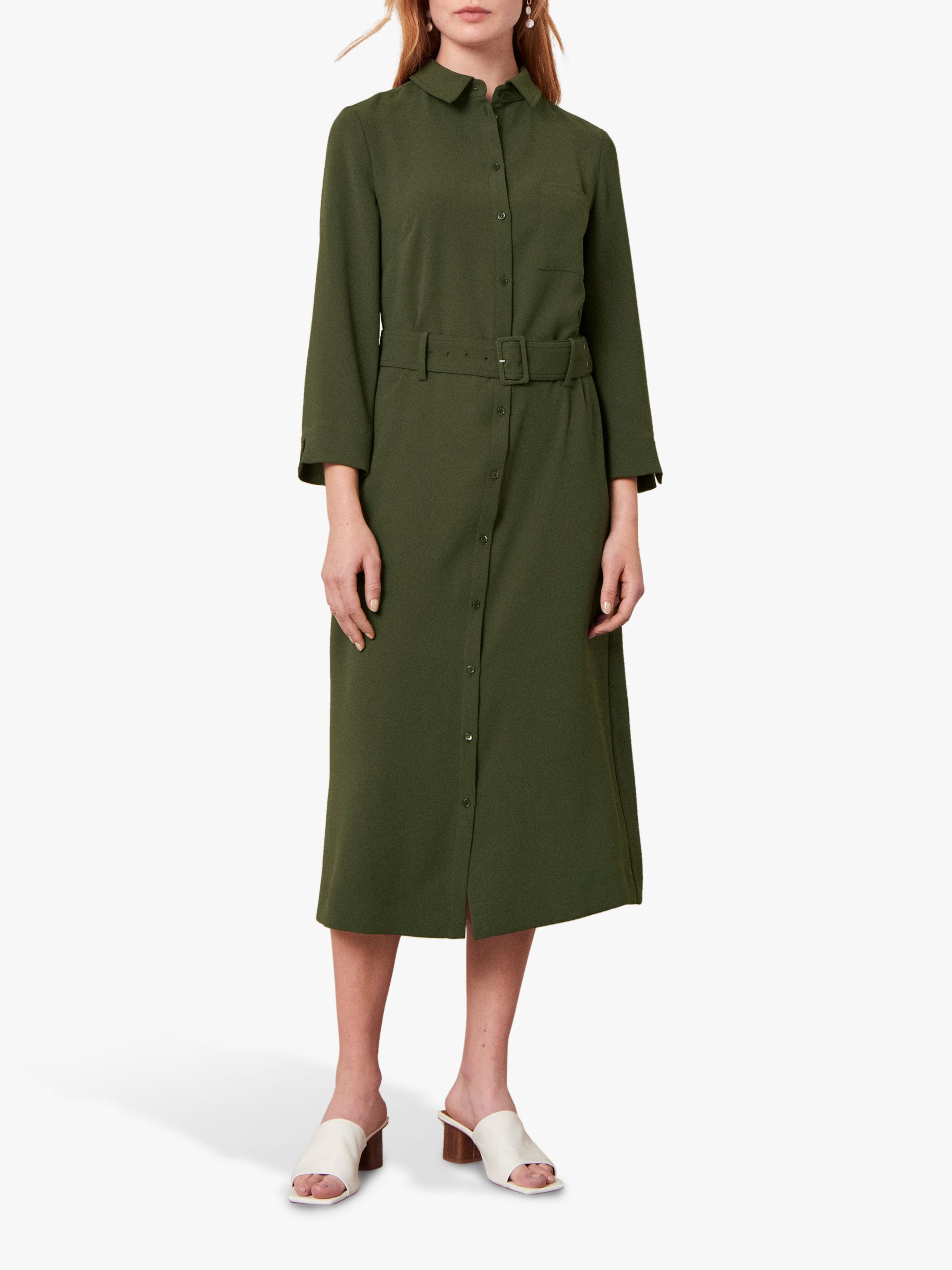 Jaeger Crepe Belted Shirt Dress