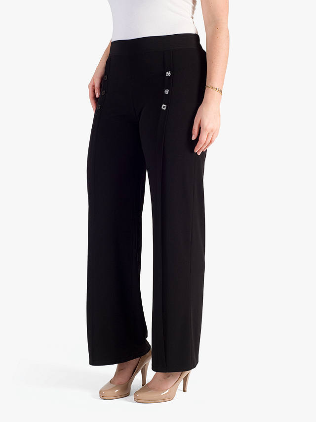 chesca Button Jersey Trousers, Black at John Lewis & Partners