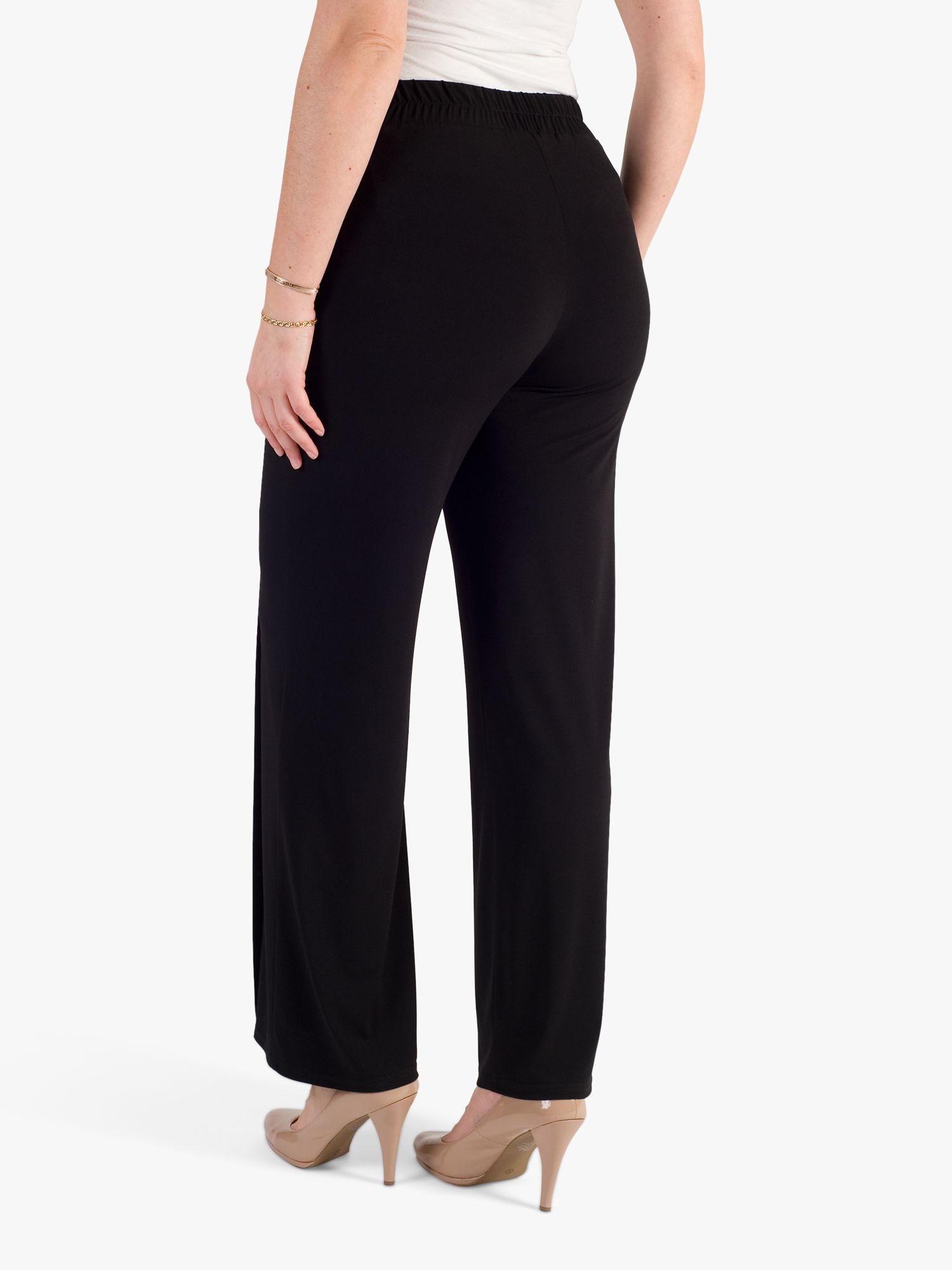 chesca Button Jersey Trousers, Black, 12-14