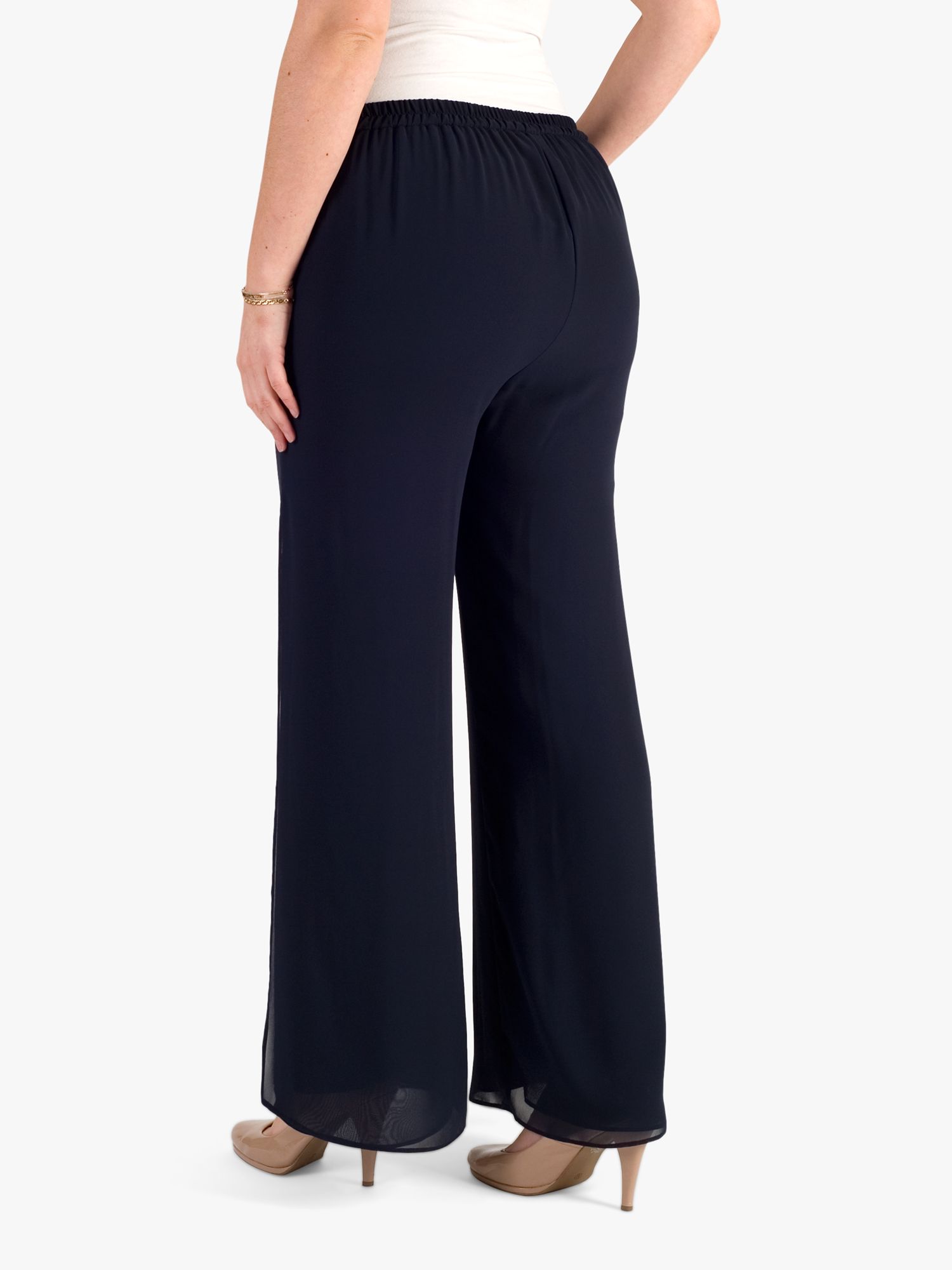 Chesca Double Layer Chiffon Trousers, Navy at John Lewis & Partners