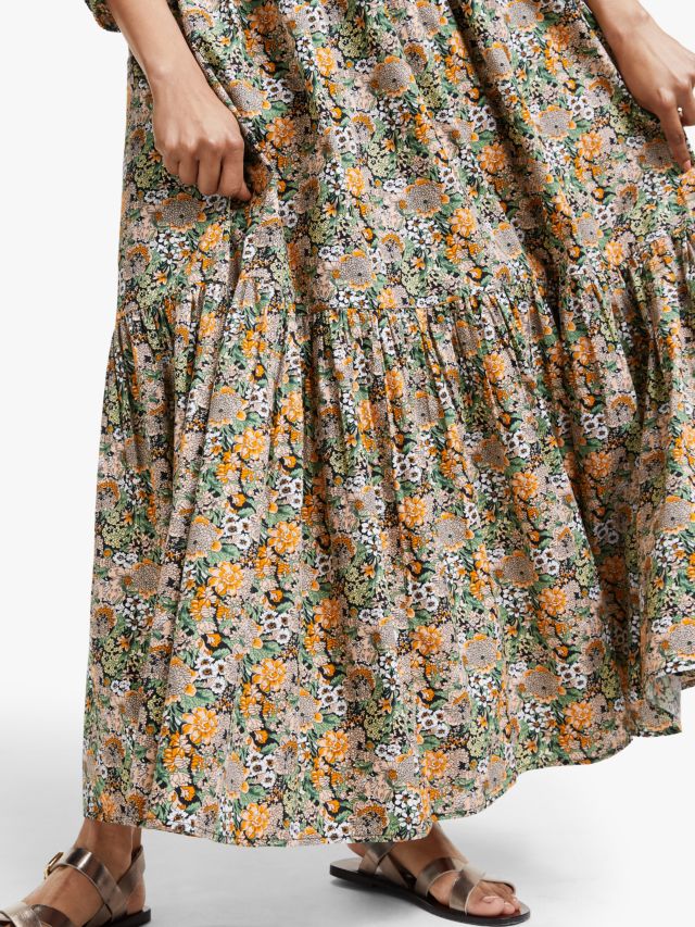 Y.A.S Florala Print Maxi Dress, Coral Print, L